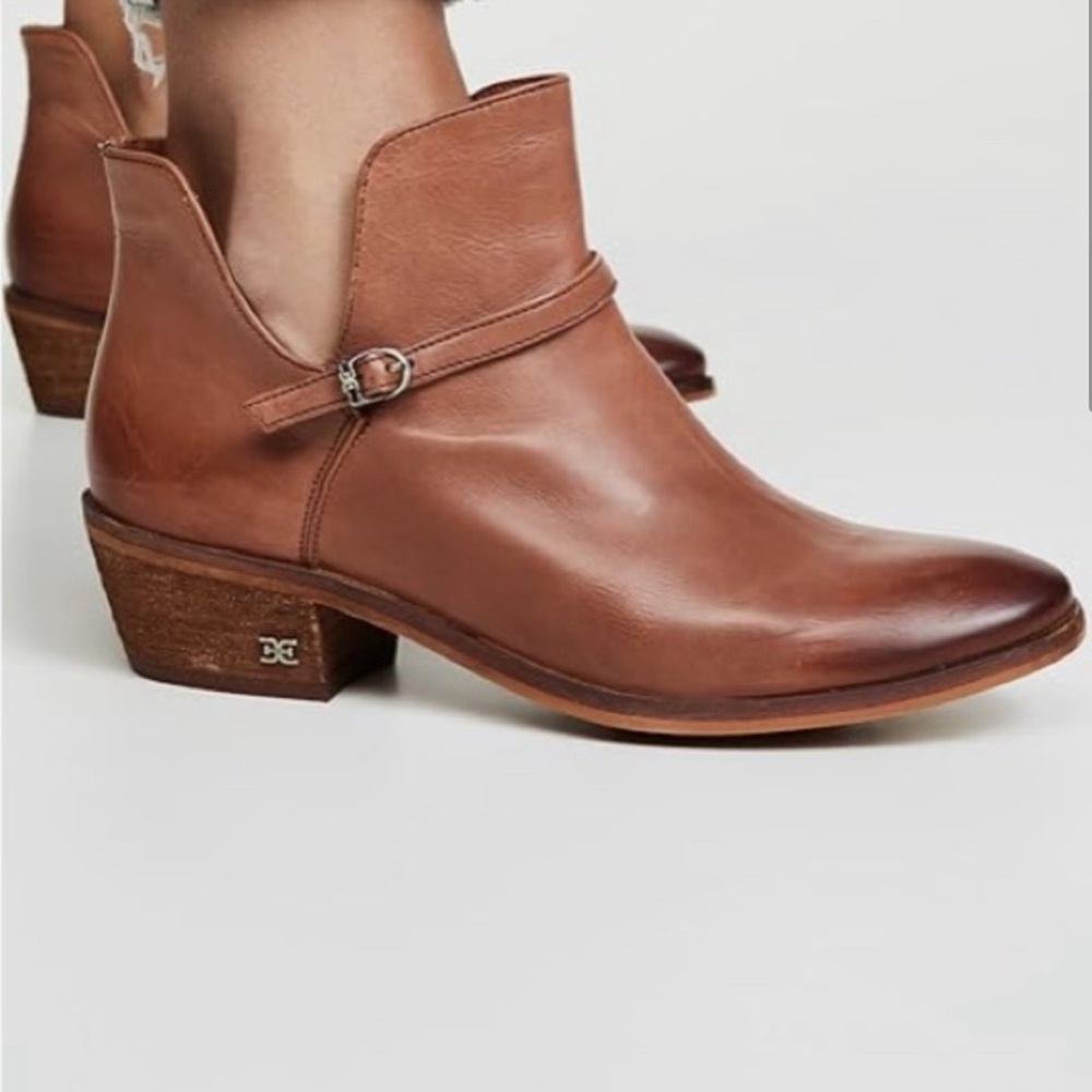 Sam Edelman Palmer Leather Cut-Out Ankle Boots Tan SZ 7.5 - Picture 6 of 15